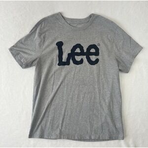 Lee Men's Short-Sleeve Crew Neck Logo Graphic T-Shirt Gray and Blue Size XL